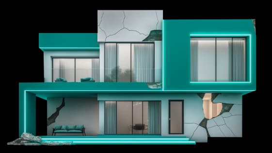 Home with cracks illustration