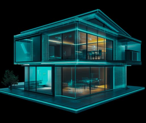 Transparent house 3D rendering