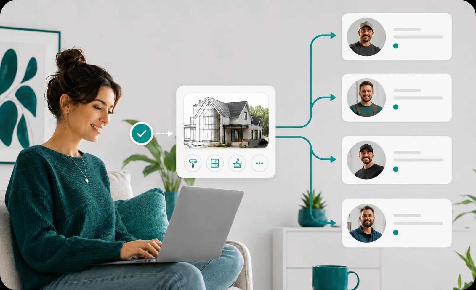 Homeowner being matched with professionals