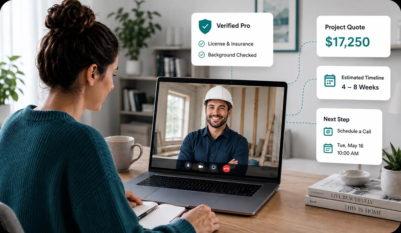 Homeowner speaking with a renovation professional