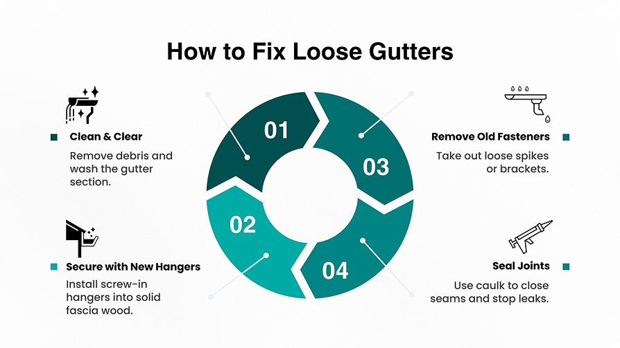how to reattach loose gutters